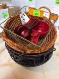 3 baskets measuring cups and spoons