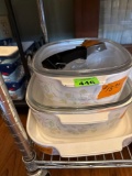 3 Corningware baking dishes, 2 lids , handle