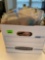 Box full of bathroom items, glass trinket trays, perfume bottles, hair straightener, curling iron, 2