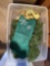 Tote with Christmas greenery, mug, and stockings