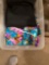 Storage tote full of sewing fabric