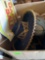 Box of misc items, sombrero hat, bubble machine, electric fondue set, and more