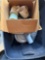 Tote wit ceramic coffee cups, bowls, plates white and tan dishes are a 4 piece of 4 place settings