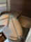 Two round card tables and nine chairs