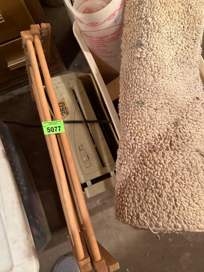 Paper shredding machine with bin, small bathroom rug, 2 pie crust sheets and rolling pin, drying