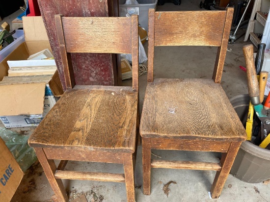 2 childs wooden chairs