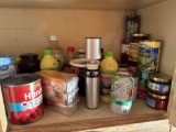Canned foods, plastic containers, napkins, hand soap, and more