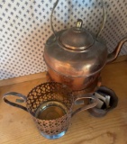 Brass teapot and candle holder