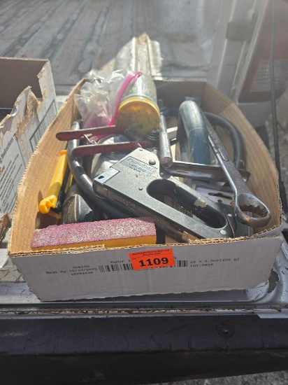 Box of Assorted Tools and Hardware.