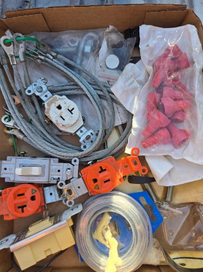 Box of Assorted Electrical and Hardware.