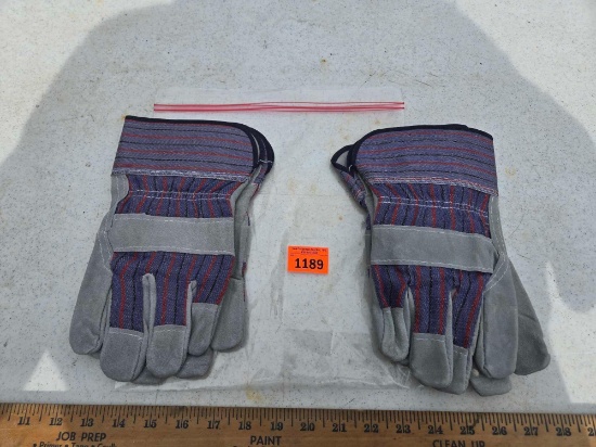 2 Pairs of New, Leather Palm Work Gloves. Both one Money. Tools.