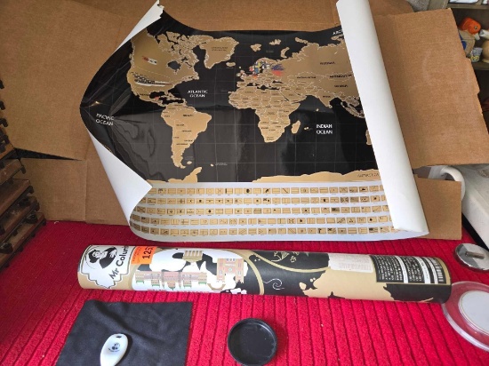 Mr. Columbus. Hanging World Wall Map. With Tube Holder And Accessories.