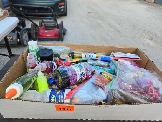 Box of Assorted Decorative and Craft Items