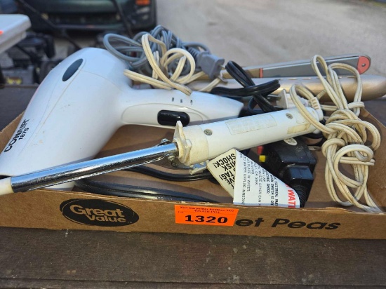 Box of Assorted Hair Care Irons and Dryer. All working.
