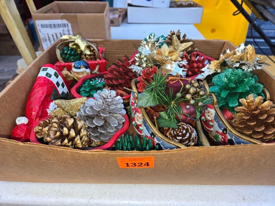 Box of Assorted Christmas Decor Items.
