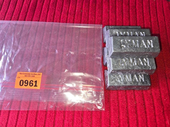 6 Lyman Lead Ingots. Each Approximately 1 Pound. All one Money.