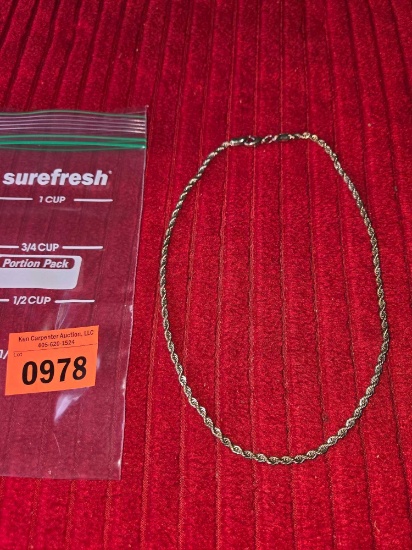 Gold Toned Rope Neclace/Chain. Jewelry.