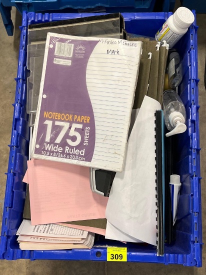 filing folders; Paper; Stapler; Parts order slips and other various items and office supplies