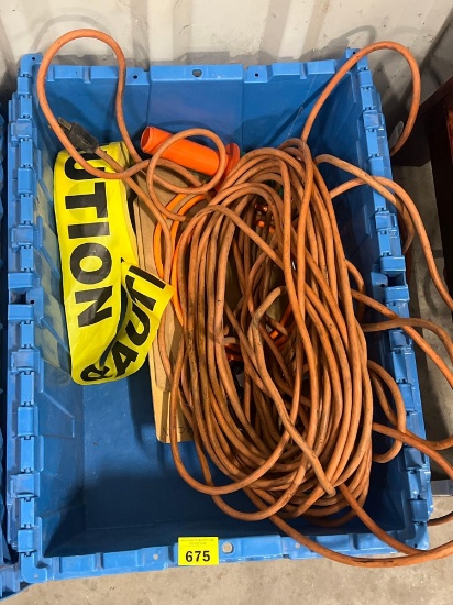caution tape; ext cords; clip board; tub