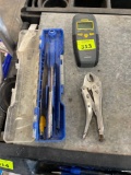 moisture meter; vise grip; saw blades