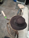 vintage display bike w/ cowboy hats