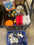 black tote misc air plug ins cleaning supplies,ice trays and more