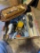 Kitchen items, silverware, measuring cups, wicker basket, and other various kitchen items