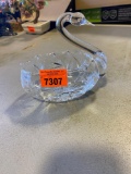 Glass swan trinket dish