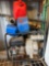 Water pump with discharge hose and gas can