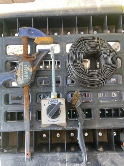 Clamp, wire brush and wire