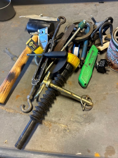 Lot contains rubber mallet, teflon tape, tensioner, metal file and other various items