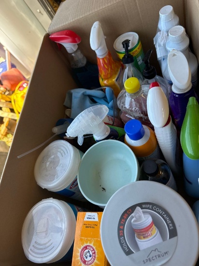 Box of cleaning supplies