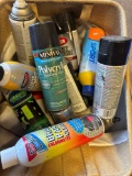 Break parts cleaner, sun screen, glow in the dark paint and other spray paints