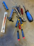 Steel unibit bit, screwdrivers, drill bits and other items