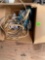 Box of door hinges, gate hinges, light switch with copper scrap