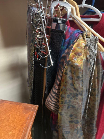 Women, scarfs and belts, mens clothing and ties, see photos for sizes and labels