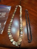 Abalone bead necklace and chain necklace