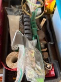 Tray with wire, drill bits, ice scraper and mire