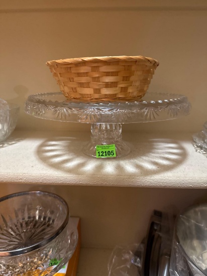 Crystal pedestal cake stand, backer wit nutcracker and picks