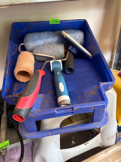 paint supplies and step stool