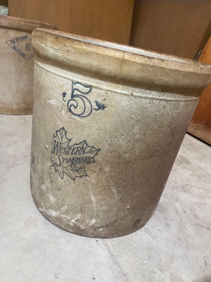 vintage western stoneware 5 gallon crock