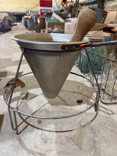 vintage colander with stand and pestle