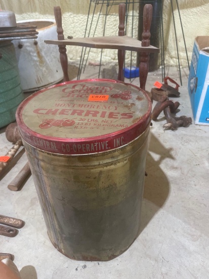 vintage cherry central tin; 3 level corner shelf
