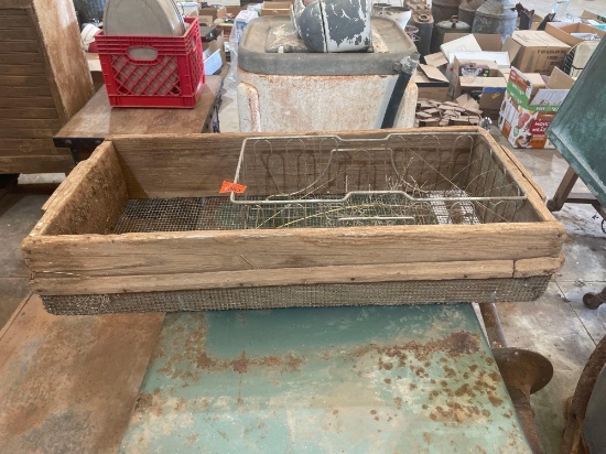 Vintage wood Crate and wire basket