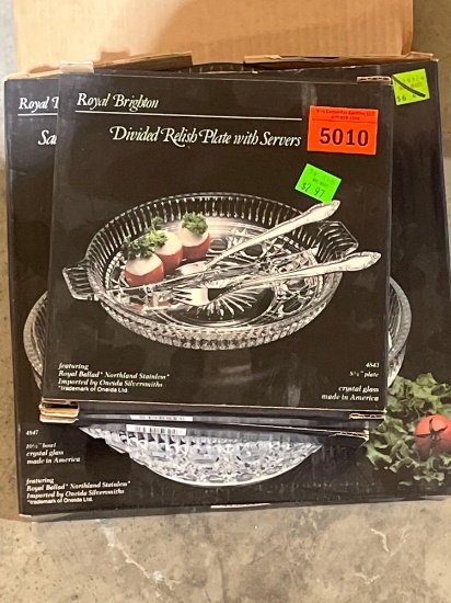 Divided Relish platter with serving tongs