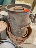 Vintage Galvanized can and basket