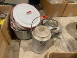 Vintage pots and tea kettle