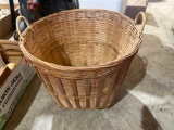 Wicker Basket, trash can and some clothes
