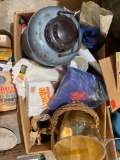 Thermos, candle holders and kitchen towels