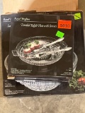 Divided Relish platter with serving tongs